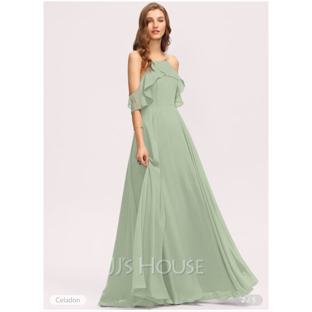 A-Line Square Neckline Chiffon Bridesmaid dress